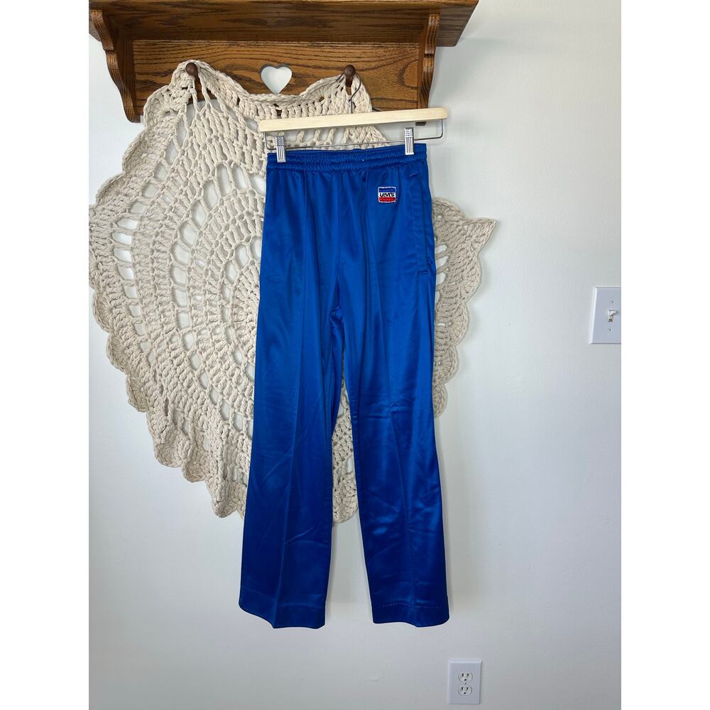 Levis Vintage 70s 80s Blue Satin Track Pants Size XS